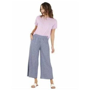 Tahari Linen Chambray High Waisted Wide-Leg Ankle/Cropped Palazzo Pants Sz Sm
